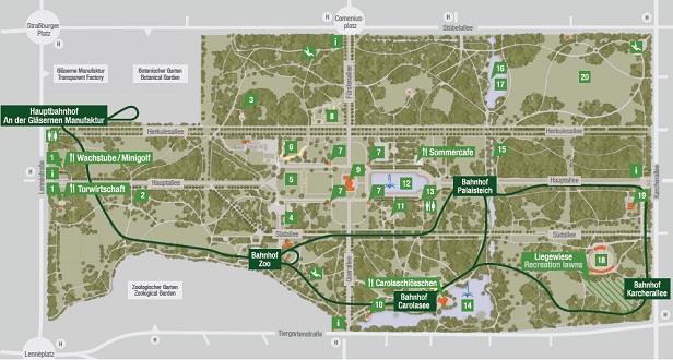 Mapa de Parkeisenbahn y del parque: