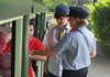 The conductors check the tickets, park railway dresden