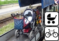Bild Parkeisenbahner räumt Kinderwagen in Traglastenabteil des Zuges